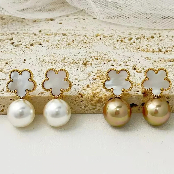 Alhambra Brown Clover 18K Gold Stainless Steel Waterproof Earrings - Picture 7 of 7